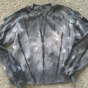 John Varvatos Gray & Black Tie-Dye Long Sleeve Sweatshirt
